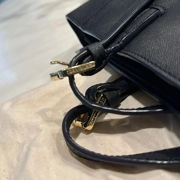 Tory Burch Tote Handbag Navy Blue Robinson - Picture 8 of 12